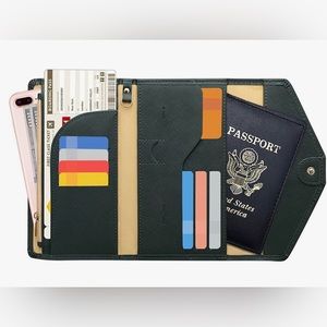 Green wallet . Can be used as card holders and when traveling passport also